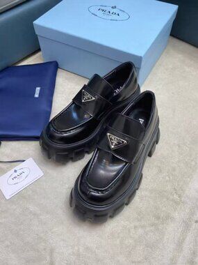 Prada Black Platform Loafers